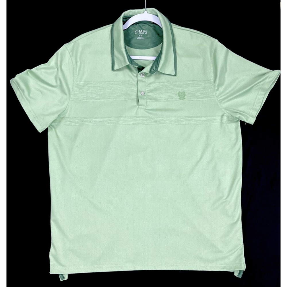 EUC Chaps Golf Mens XL Green Performance Polo Shirt Short Sleeve Moisture Wick